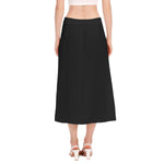 Black All-Over Print Women's High Slit Long Skirt