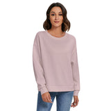 Pink All-Over Print Women's O-neck Imitation Knitted Sweater With Drop-shoulder