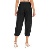 Black All-Over Print Women's Bloomers Capri-pants