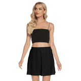 Black All-Over Orint Women's Mesh Short Skirt