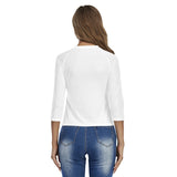 White All-Over Print Women's Raglan Sleeves T-shirts