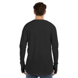 Black All-Over Print Men's Fingerless Long Sleeve T-shirt