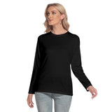 Black All-Over Print Women's O-neck Long Sleeve T-shirt