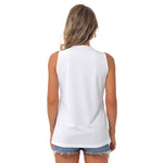 White All-Over Print Women's Sleeveless V-Neck Top