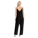 Black All-Over Print Women's Loose Cami Jumpsuit