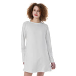 White All-Over Print Women's Raglan Sleeve Dress