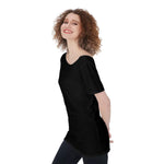 Black All-Over Print Women's Large Off-Shoulder T-Shirt