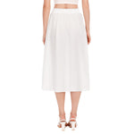 White All-Over Print Women's Long Section Chiffon Skirt