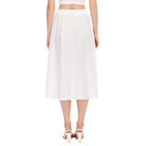 White All-Over Print Women's Long Section Chiffon Skirt