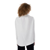 White All-Over Print Women's Satin Shirt