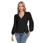 Black All-Over Print Women's Long Sleeve Shirt