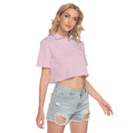 Pink All-Over Print Women's V-neck Short Sleeve Cropped T-shirt