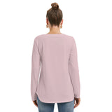 Pink All-Over Print Women's Long Sleeve Neckline Tie Sweatshirt