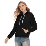 Black All-Over Print Women's Pullover Hoodie With Drawsting