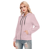 Pink All-Over Print Women's Hoodie With Zipper