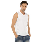 White All-Over Print Men's Sleeveless V-neck Tank Top