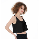 Women Black All-Over Print Crop-Tank Top