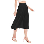 Black All-Over Print Women's Long Section Chiffon Skirt