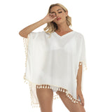 White All-Over Print Women's Square Fringed Shawl