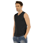 Black All-Over Print Men's Sleeveless V-neck Tank Top