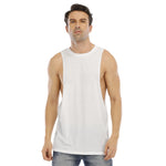 White All-Over Print Men's O-neck Long Tank Top