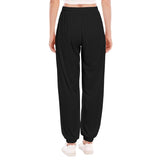 Black All-Over Print Women's Loose Striped Trousers With Waist drawstring