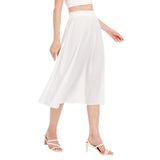 White All-Over Print Women's Long Section Chiffon Skirt