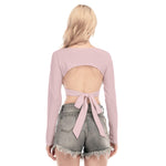 Pink All-Over Print Women's Back Hollow T-shirt With Strap