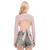 Pink All-Over Print Women's Back Hollow T-shirt With Strap