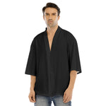 Black All-Over Print Men's Drop-shoulder Short Coat