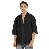 Black All-Over Print Men's Drop-shoulder Short Coat