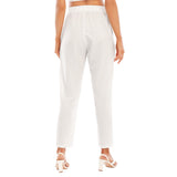 White All-Over Print Women's Loose Straight-leg Pants