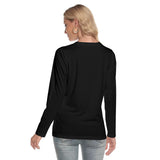 Black All-Over Print Women's O-neck Long Sleeve T-shirt