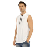 White All-Over Print Men's Tank Hooded Vest