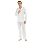 White All-Over Print Men's Lapel Pajama Set