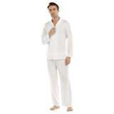 White All-Over Print Men's Lapel Pajama Set