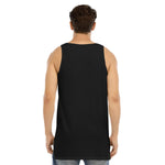 Black All-Over Print Men's Curved Hem Long Tank Top