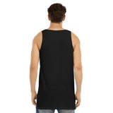 Black All-Over Print Men's Curved Hem Long Tank Top