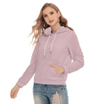 Pink All-Over Print Women's Pullover Hoodie With Drawsting