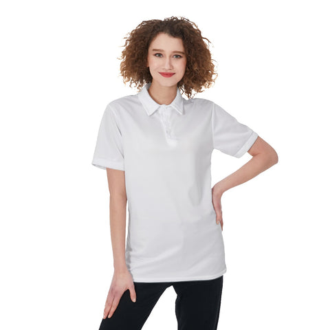 White All-Over Print Women's Polo Shirt