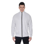 White All-Over Print Men's Stand Collar Jacket