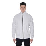 White All-Over Print Men's Stand Collar Jacket