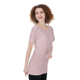 Pink All-Over Print Women's Large Off-Shoulder T-Shirt