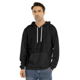 Black All-Over Print Men's Pullover Hoodie | Velvet