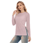 Pink All-Over Print Women's Side Split Long T-shirt