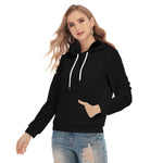 Black All-Over Print Women's Slim Pullover Hoodie