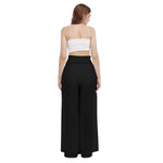 Black All-Over Print Women's High Waist Wide Leg Trousers