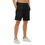 Black All-Over Print Men's Beach Shorts With Elastic Waist