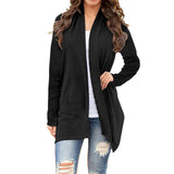 Black All-Over Print Women's Cardigan With Long Sleeve