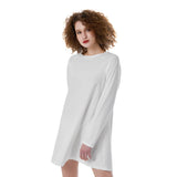 White All-Over Print Women's Raglan Sleeve Dress